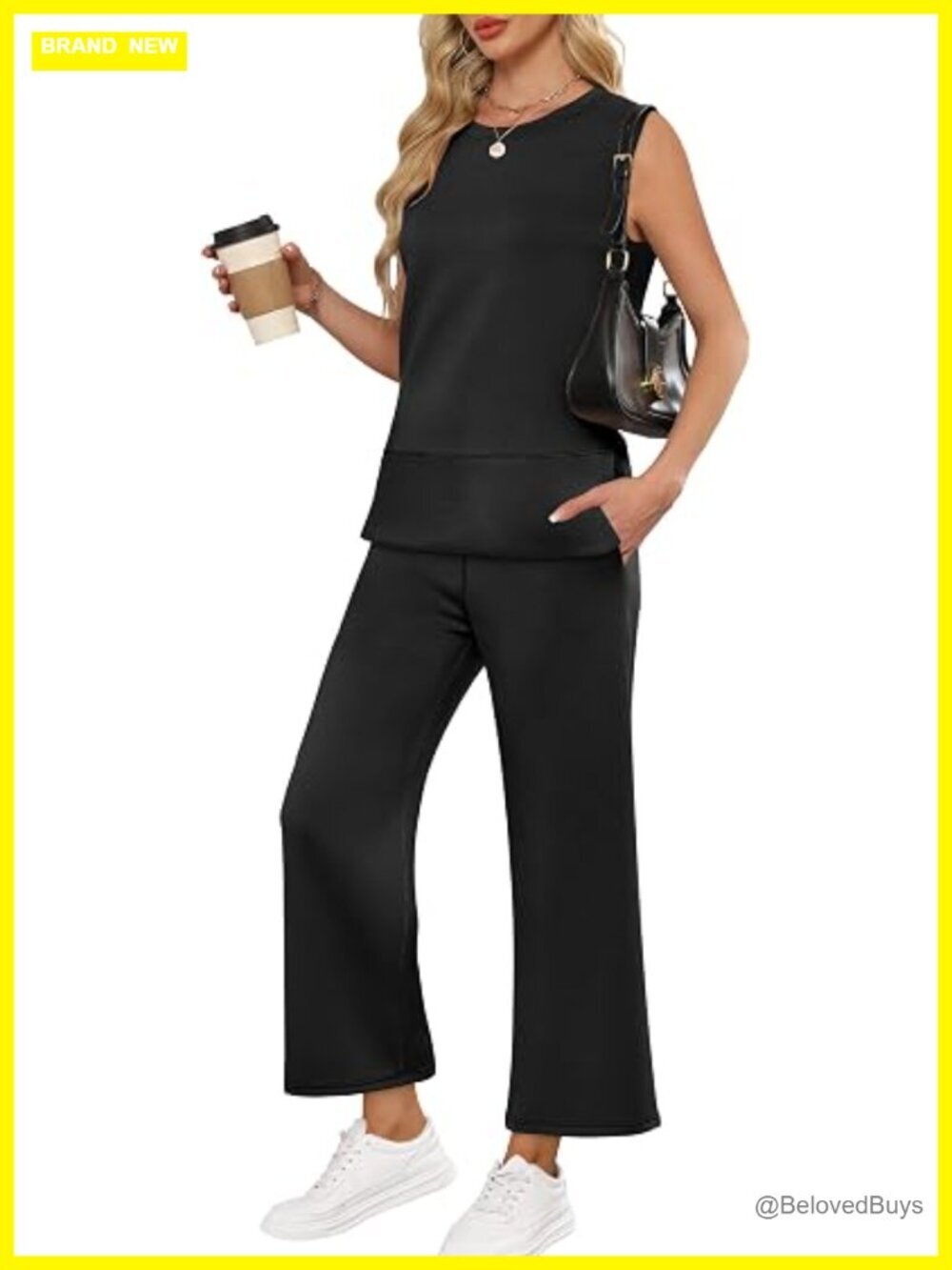 2 Piece Lounge Set - Tank Top & Wide Leg Pants - Travel Outfit